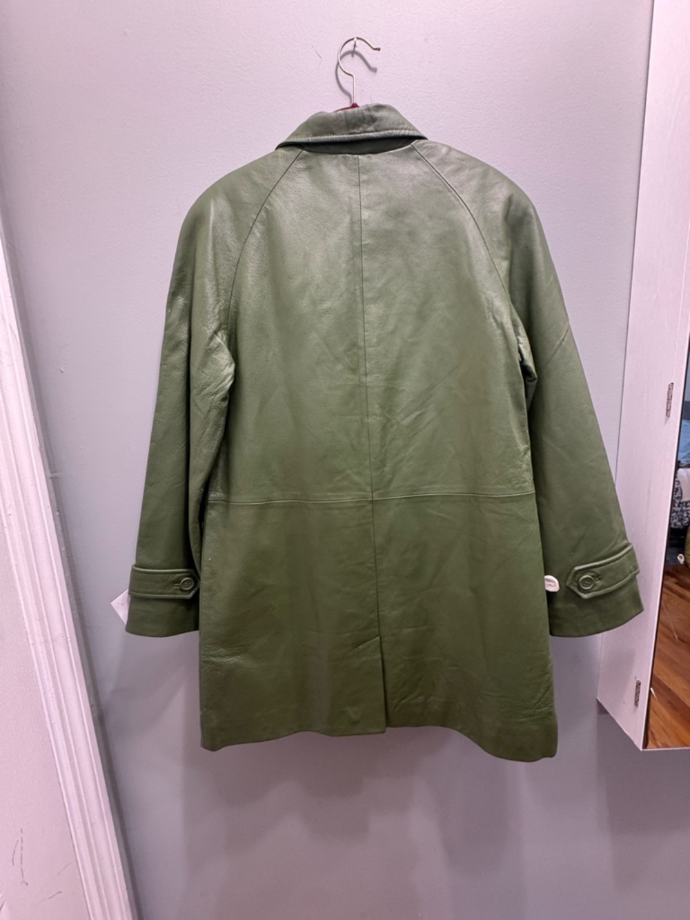 Newport News Light Green Leather Jacket with Colorful Lining - Picture 4 of 5